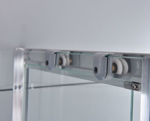 ตู้อาบน้ำฝักบัวเข้ามุมอลูมิเนียมโครเมียมกระจกใส 5mm