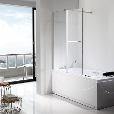 ฉากกั้นอาบน้ำฝักบัวก้านแข็ง ISO9001 กระจกใส 1200×1400mm